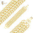 Pulseiras triplas de elo cubano curvadas largas em ouro 14K