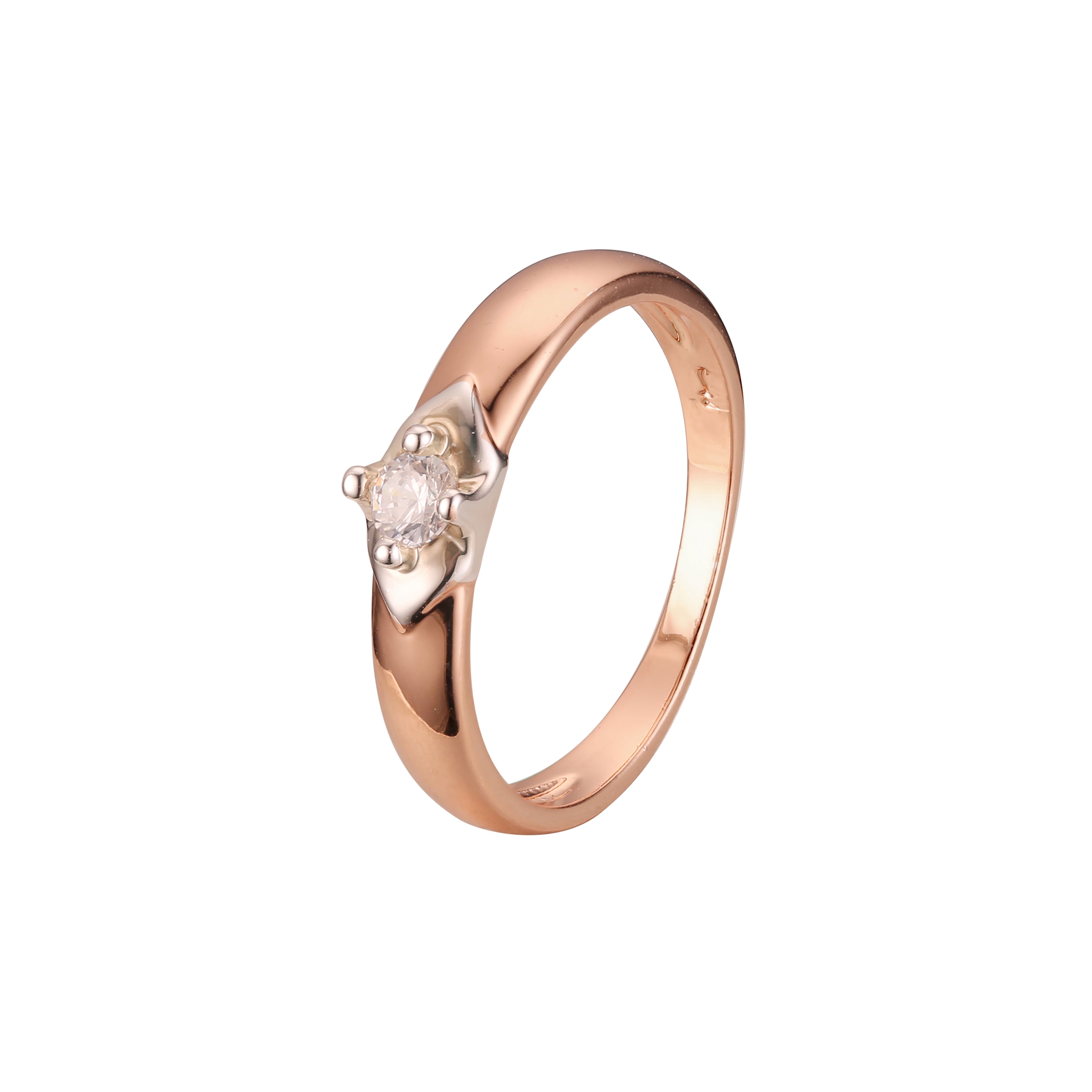Anillos solitarios de oro rosa de dos tonos