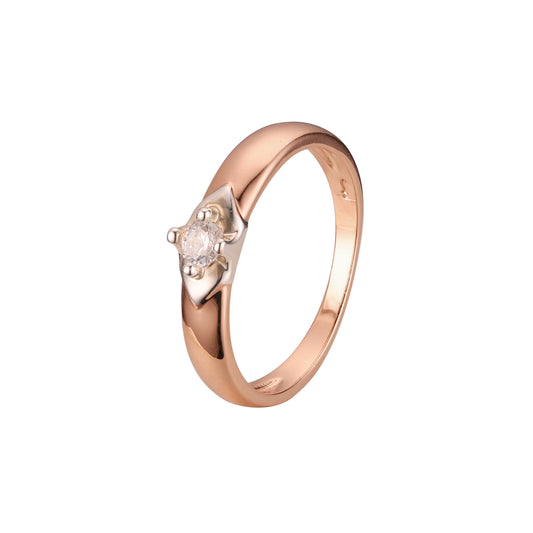 Anillos solitarios de oro rosa de dos tonos