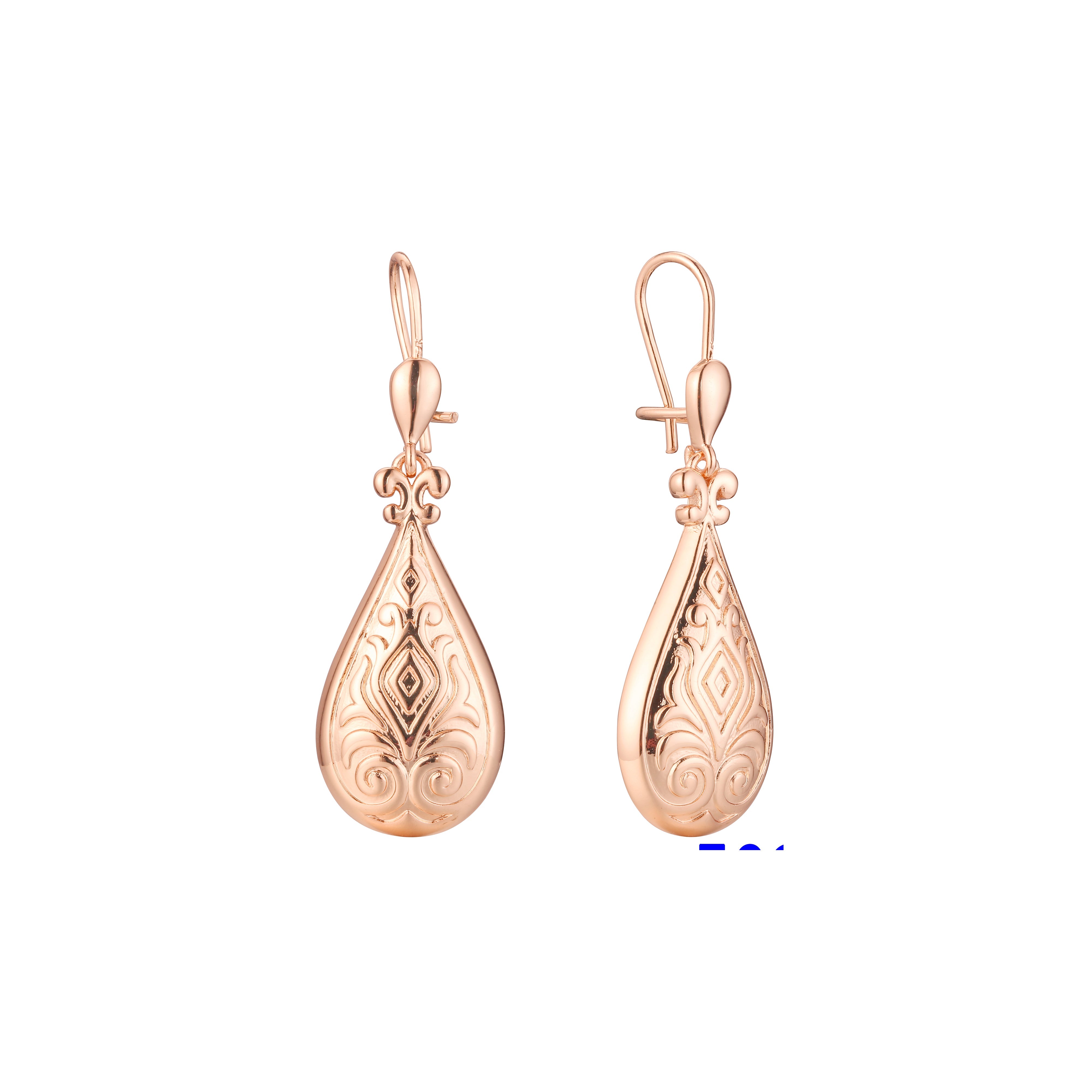 14K ゴールド、ローズゴールド メッキ色のワイヤー フック イヤリング