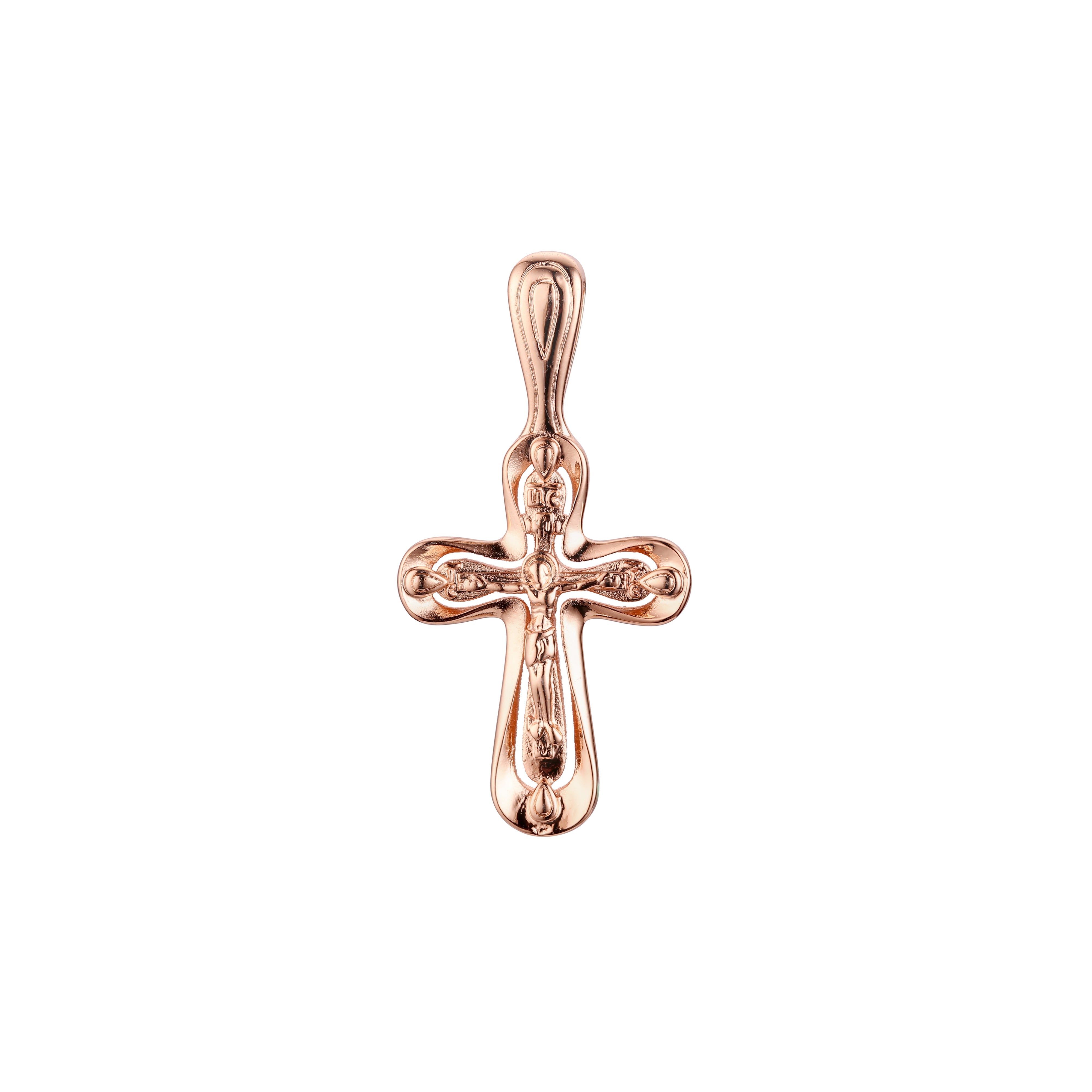 🔥 Eastern Orthodox Russian pendant in Rose Gold two tone, 14K Gold plating colors
