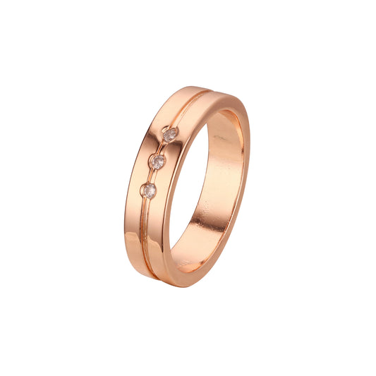 Three stones wedding rings in Rose Gold, two tone Wedding Bands Rings
