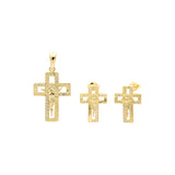 Conjunto de cruz de oro rosa