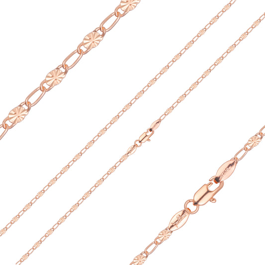 Lantejoulas sunburst marteladas em ouro 14K, correntes em ouro rosa