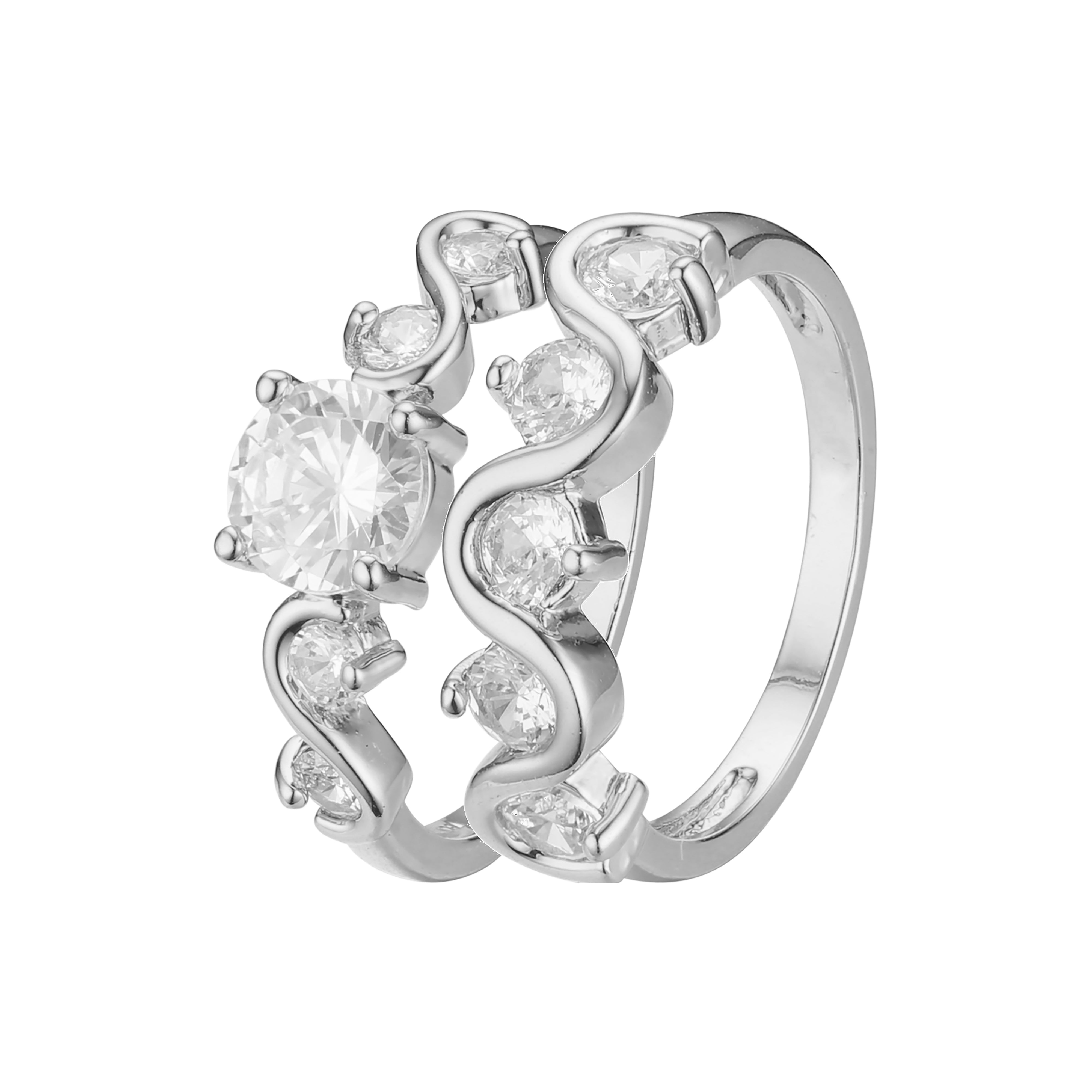 Anillos apilables de racimo en colores de baño de oro de 18 quilates, oro blanco, Oro 14K, oro rosa