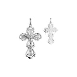 Pingente de cruz católica em ouro 14K, ouro rosa e ouro branco