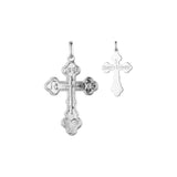 Pingente de cruz católica em ouro 14K, ouro rosa e ouro branco