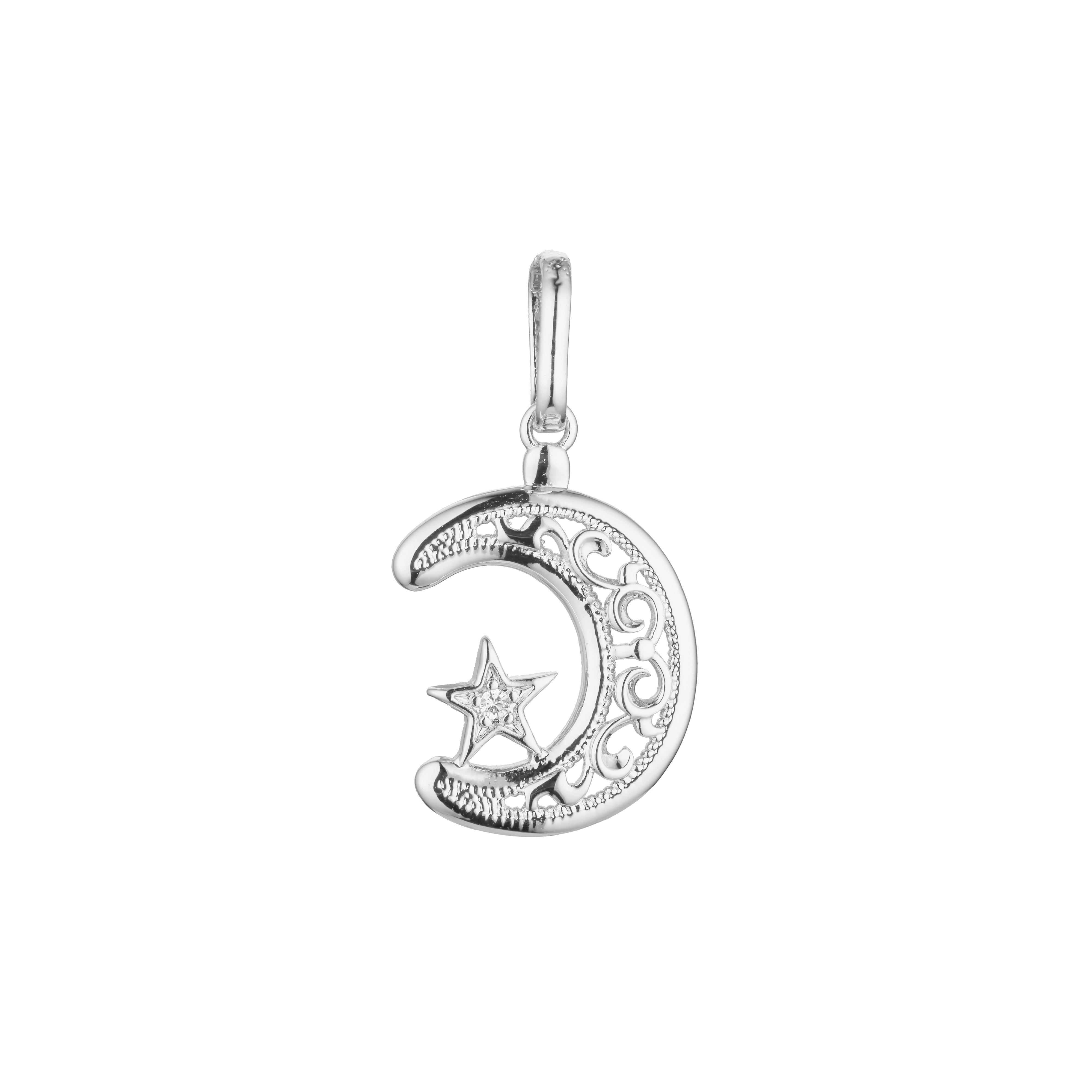 Star and Crescent moon Islamic Rose Gold, 14K Gold two tone, White Gold pendant