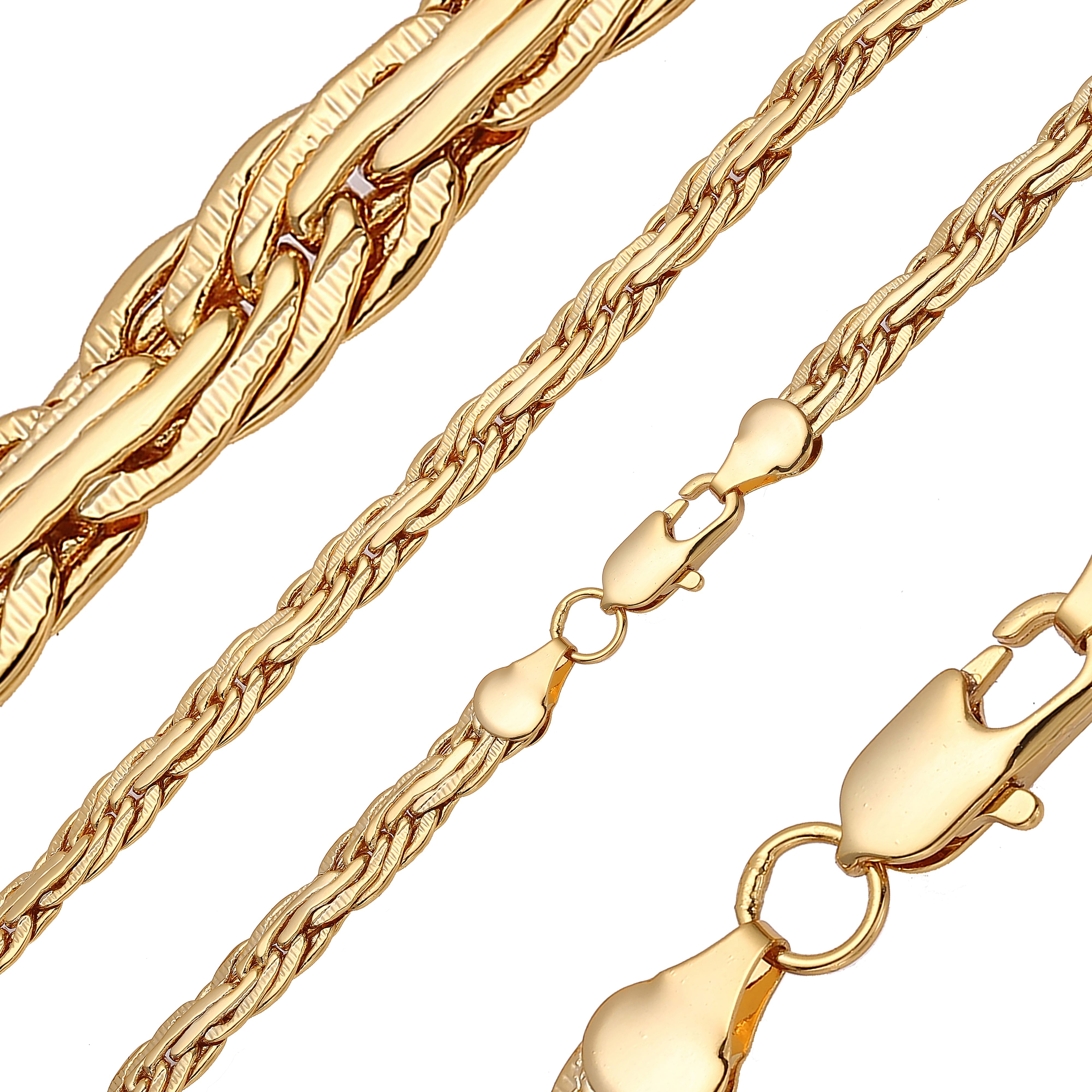 14K ゴールド、ローズゴールド、18K ゴールドメッキのマルチ ファンシー Spiga C リンク タイヤ ハンマード チェーン