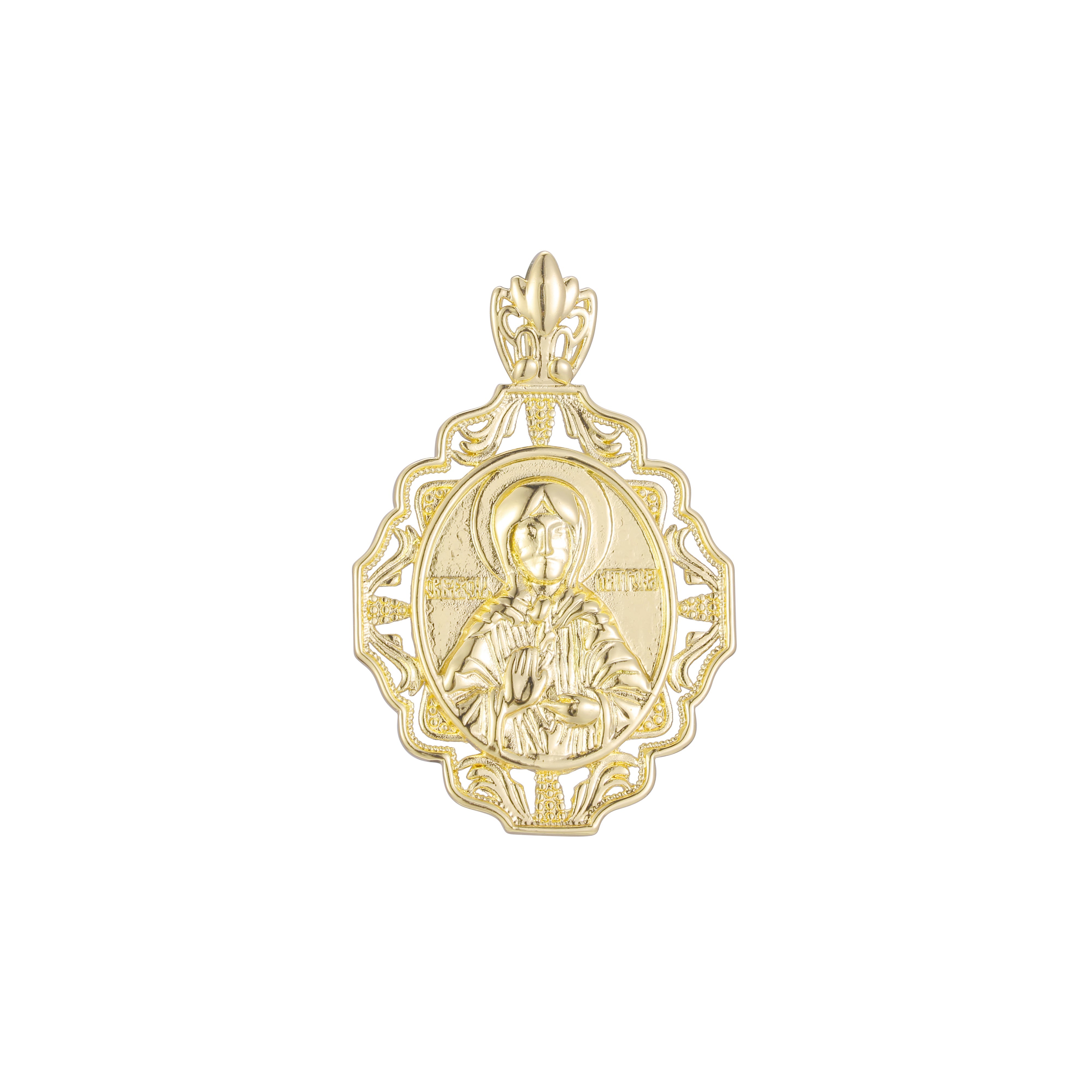 Colgante Santa Matrona en Oro Rosa bicolor, baño de Oro 14K colores