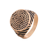 Cluster white or black CZ Rose Gold men's rounded signet rings