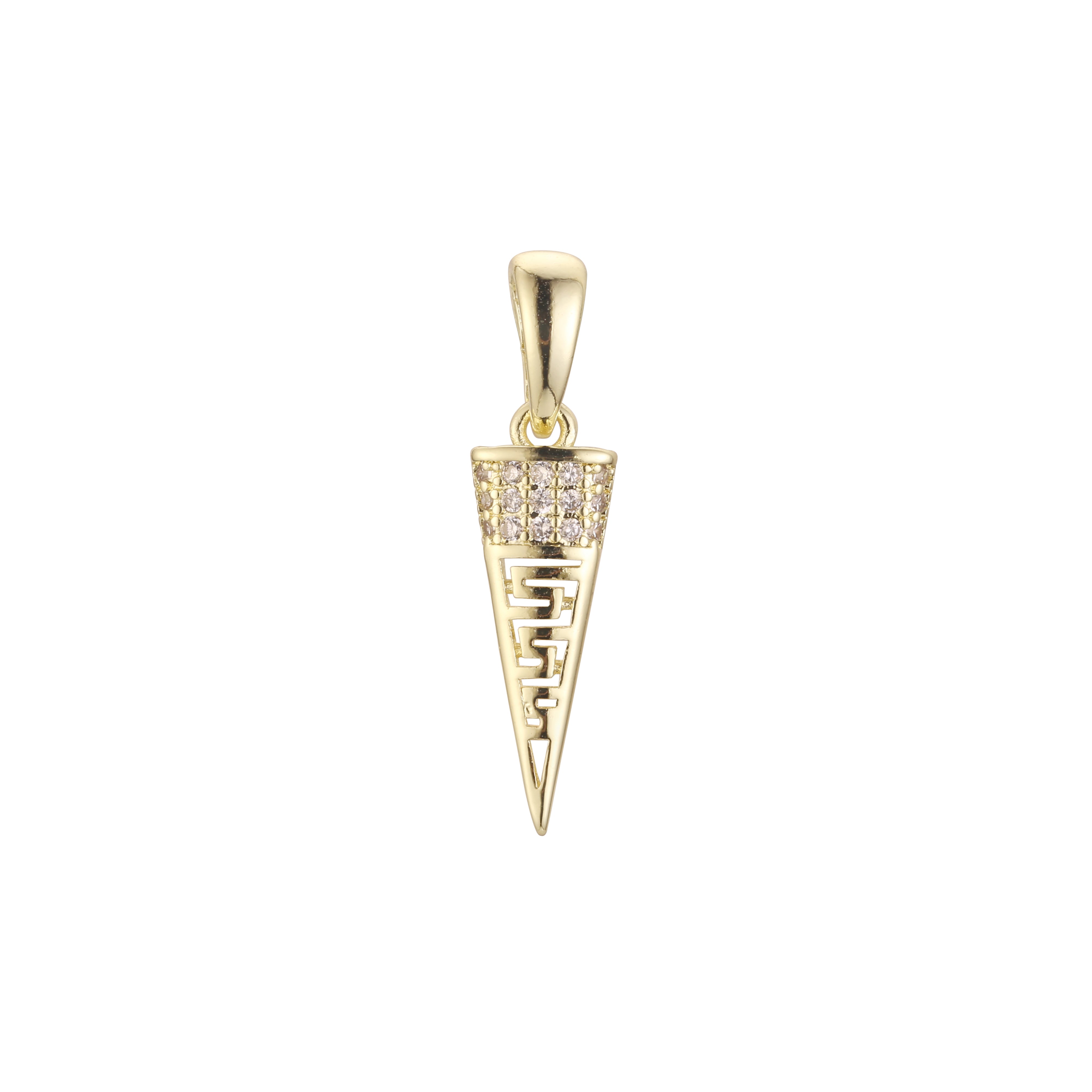 Cone of Greek key 14K Gold pendant