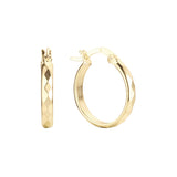 Rhombus Textured Hoop earring in 14K Gold, Rose Gold