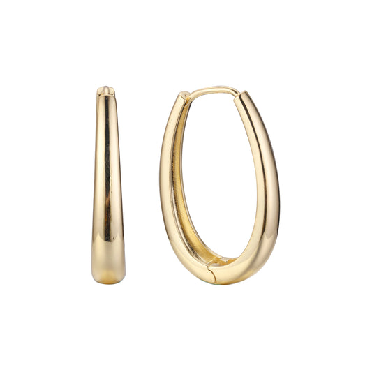 Brincos U Huggie (2 tamanhos) em ouro 14K, ouro branco, cores banhadas a ouro rosa