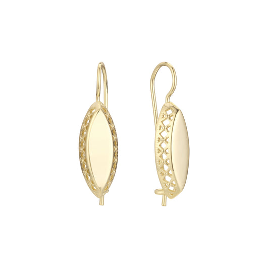 14K ゴールド、ローズゴールド メッキ色のワイヤー フック イヤリング