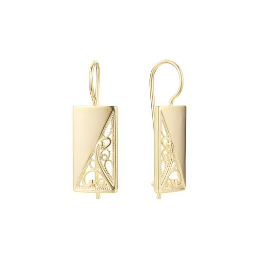 14K ゴールド、ローズゴールド メッキ色のワイヤー フック イヤリング