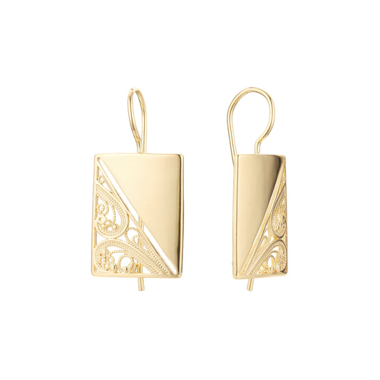 14K ゴールド、ローズゴールド メッキ色のワイヤー フック イヤリング