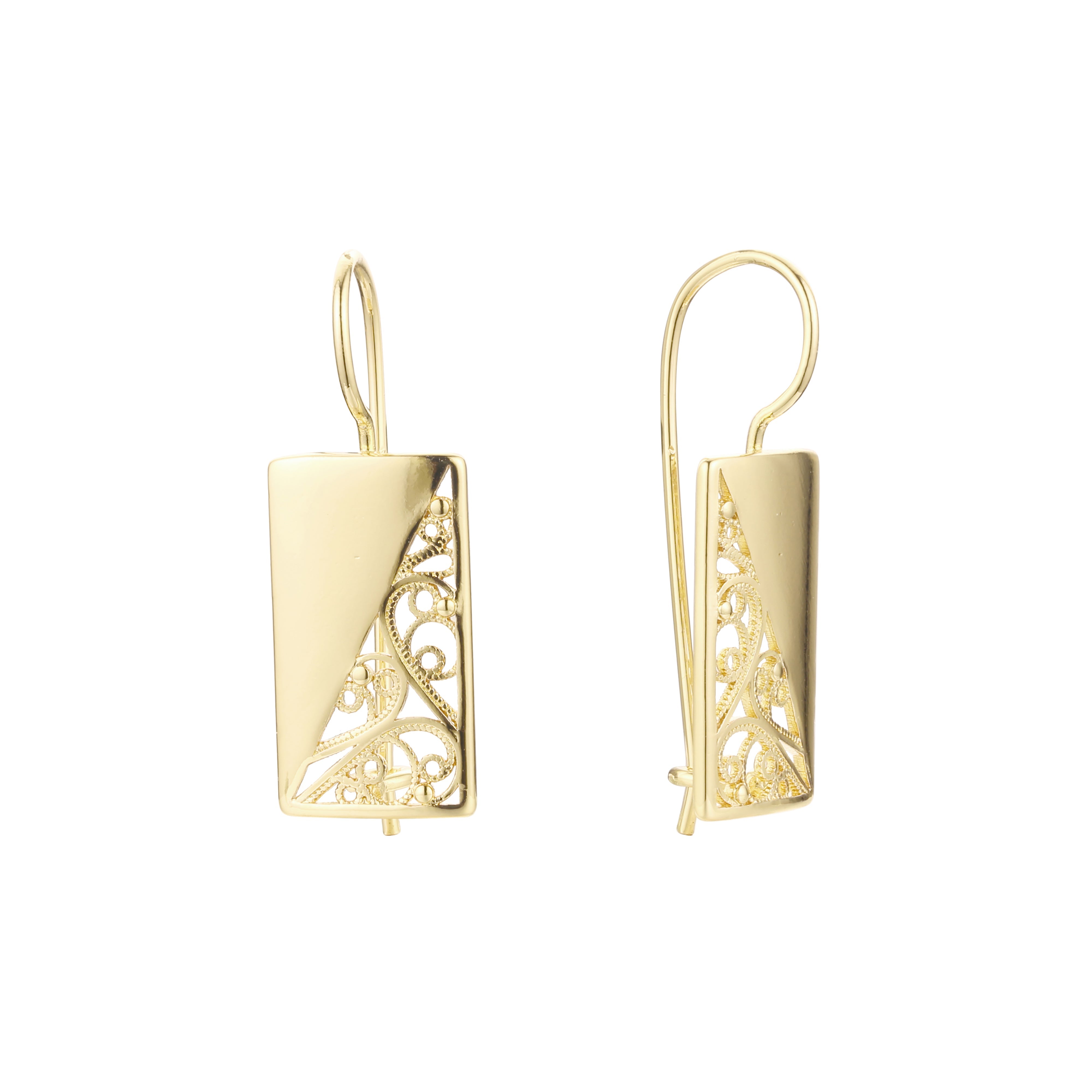 Brincos de gancho de arame em ouro 14K, cores banhadas a ouro rosa
