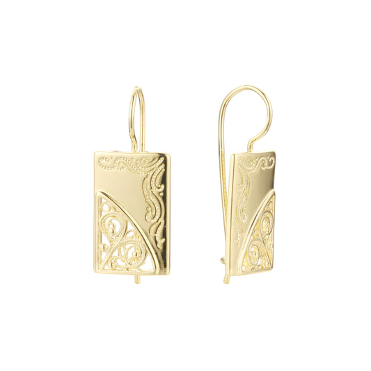 14K ゴールド、ローズゴールド メッキ色のワイヤー フック イヤリング