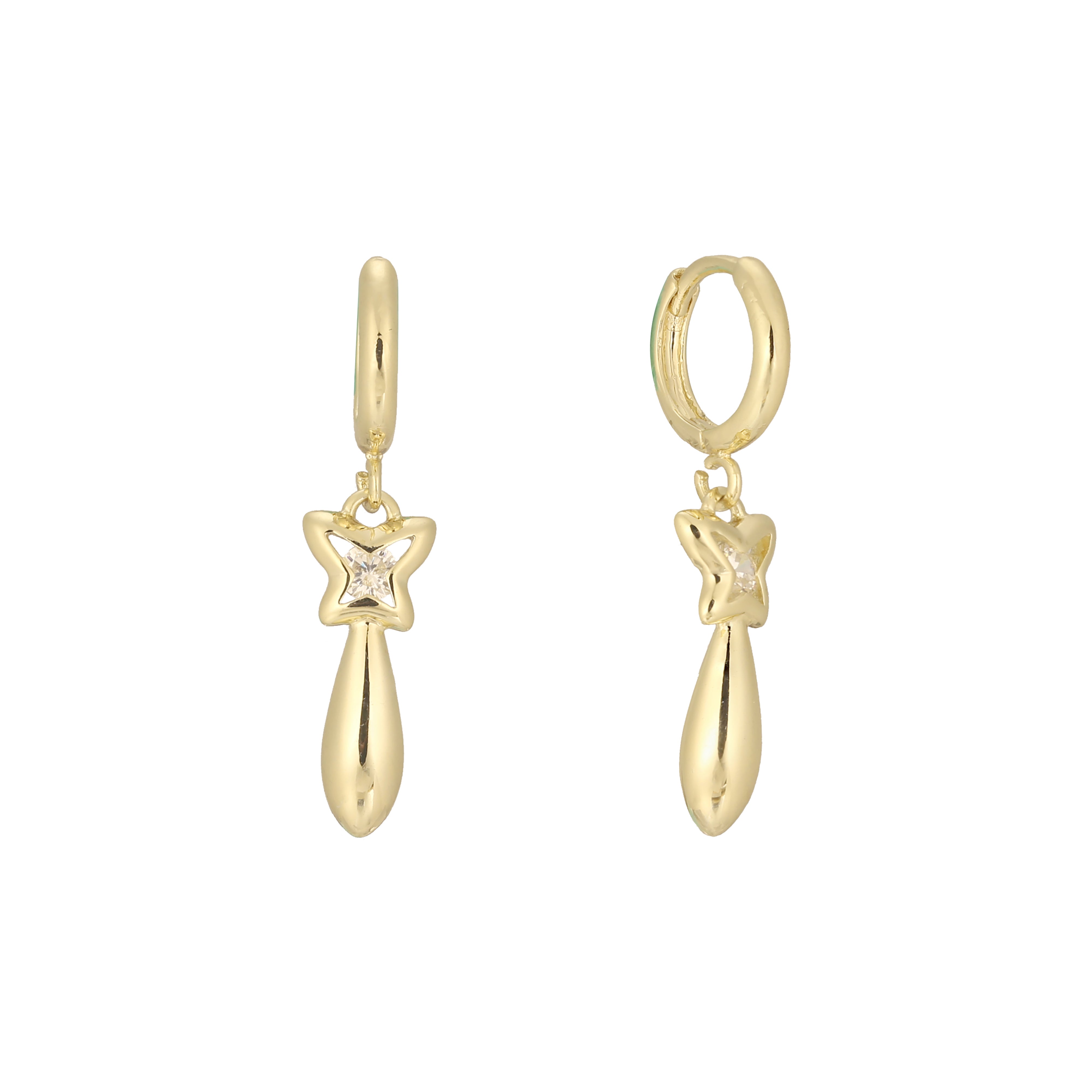 Huggie star drop 14K Gold earrings