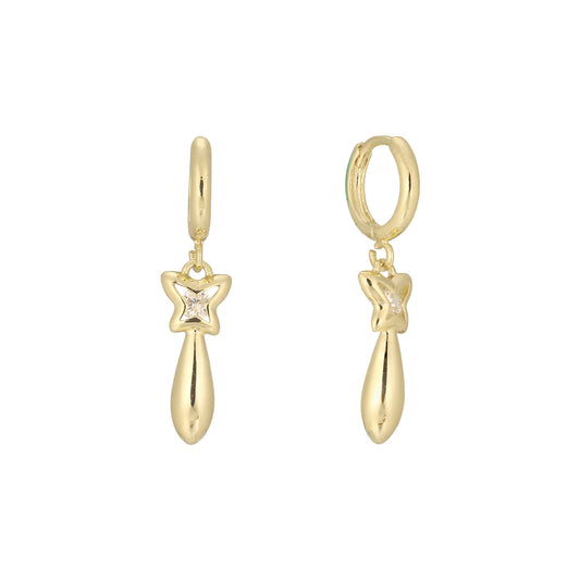 Huggie star drop 14K Gold earrings