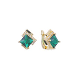 Solitaire emerald cut big stone earrings in 14K Gold, 18K Gold, Rose Gold plating colors