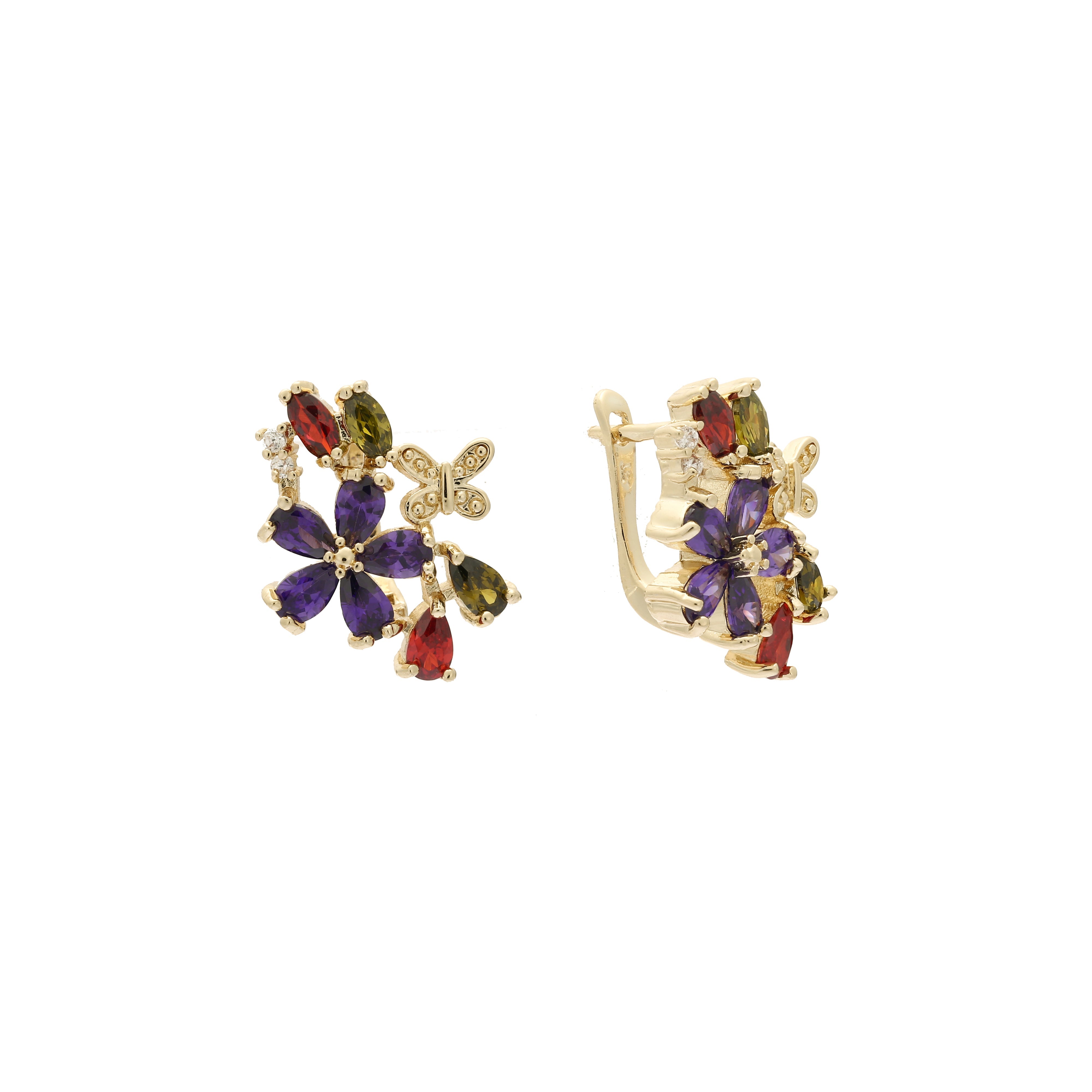 Flora Flowers Cluster CZs 14K Gold, Roségold Ohrringe