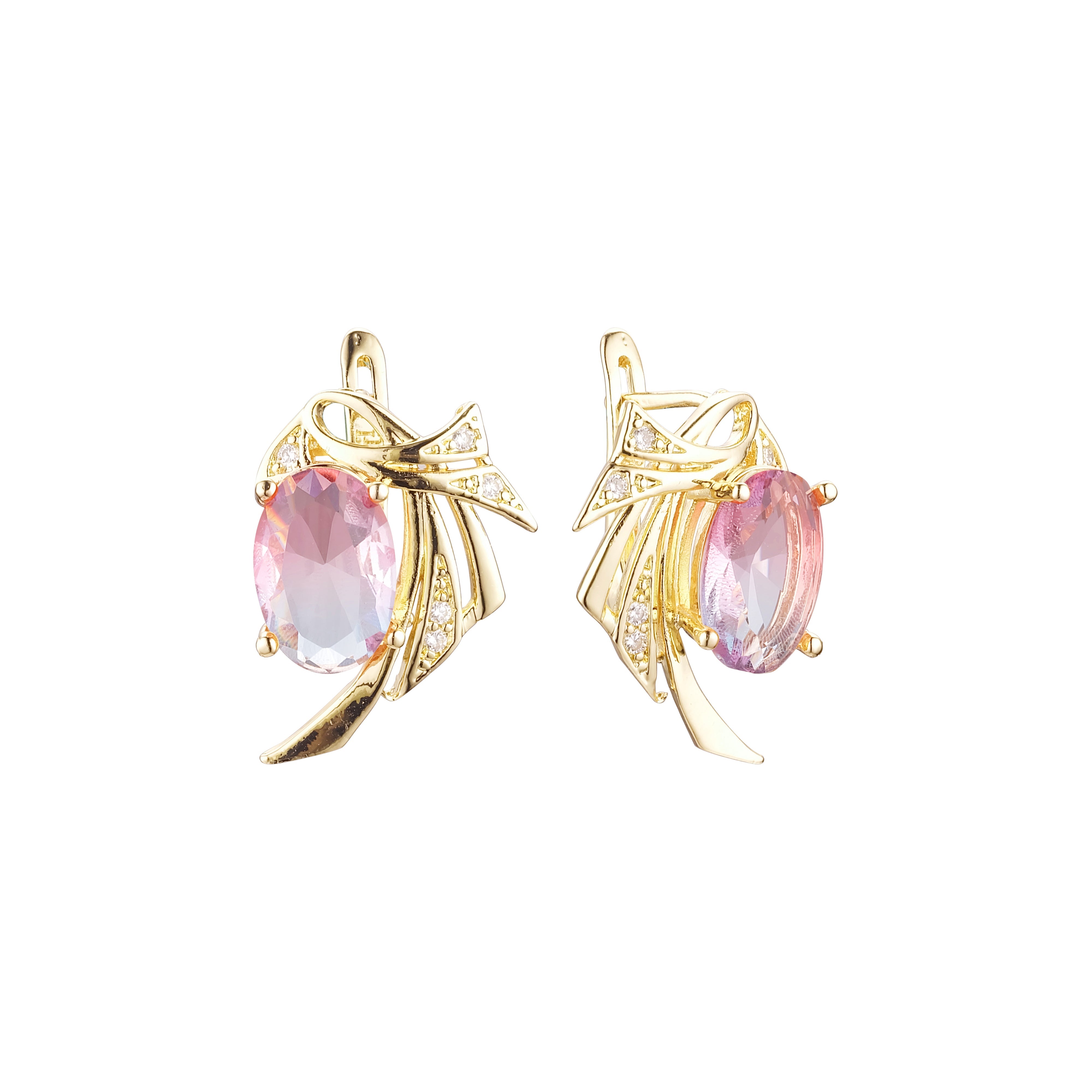 .Wings solitaire earrings in 14K Gold, Rose Gold plating colors