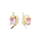 .Wings solitaire earrings in 14K Gold, Rose Gold plating colors