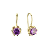 .ソリティア ワイヤー フック カラフルな CZ イヤリング、14K ゴールド、ローズ ゴールドメッキ