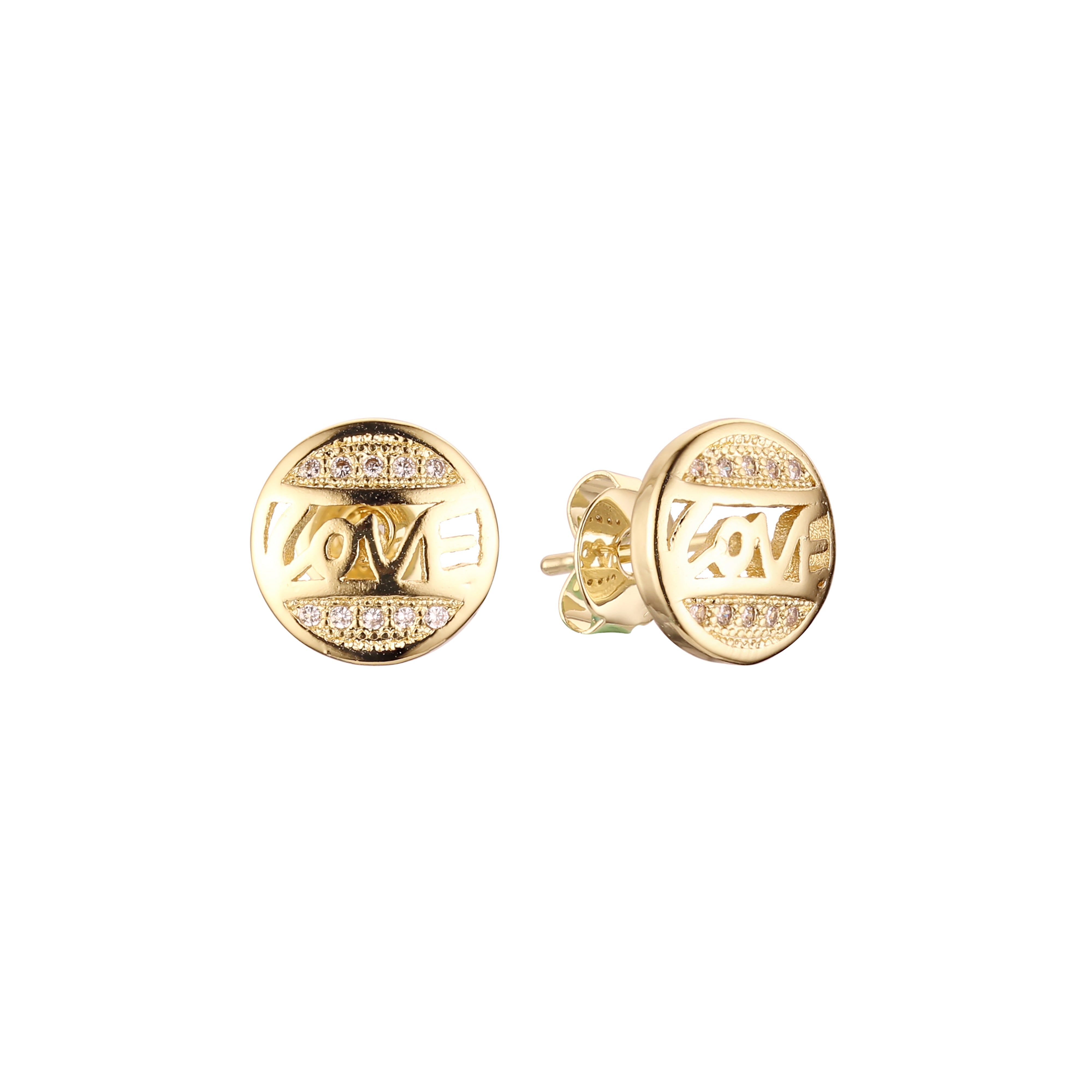 Love-Cluster-Ohrstecker aus 14-kar?tigem Gold mit Wei?gold-Beschichtung