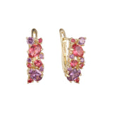 .Роскошные серьги Colorful Cluster CZ, покрытые 14-каратным золотом, розовым золотом.