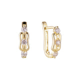 14k gold three stones earrings