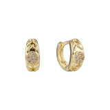 Paved white CZs 14K Gold Huggie earrings