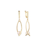Aretes colgantes de perlas en Oro 14K, colores baño de oro rosa