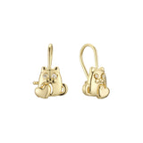 Aretes infantiles de mapache con gancho de alambre en Oro 14K, oro rosa, baño de dos tonos