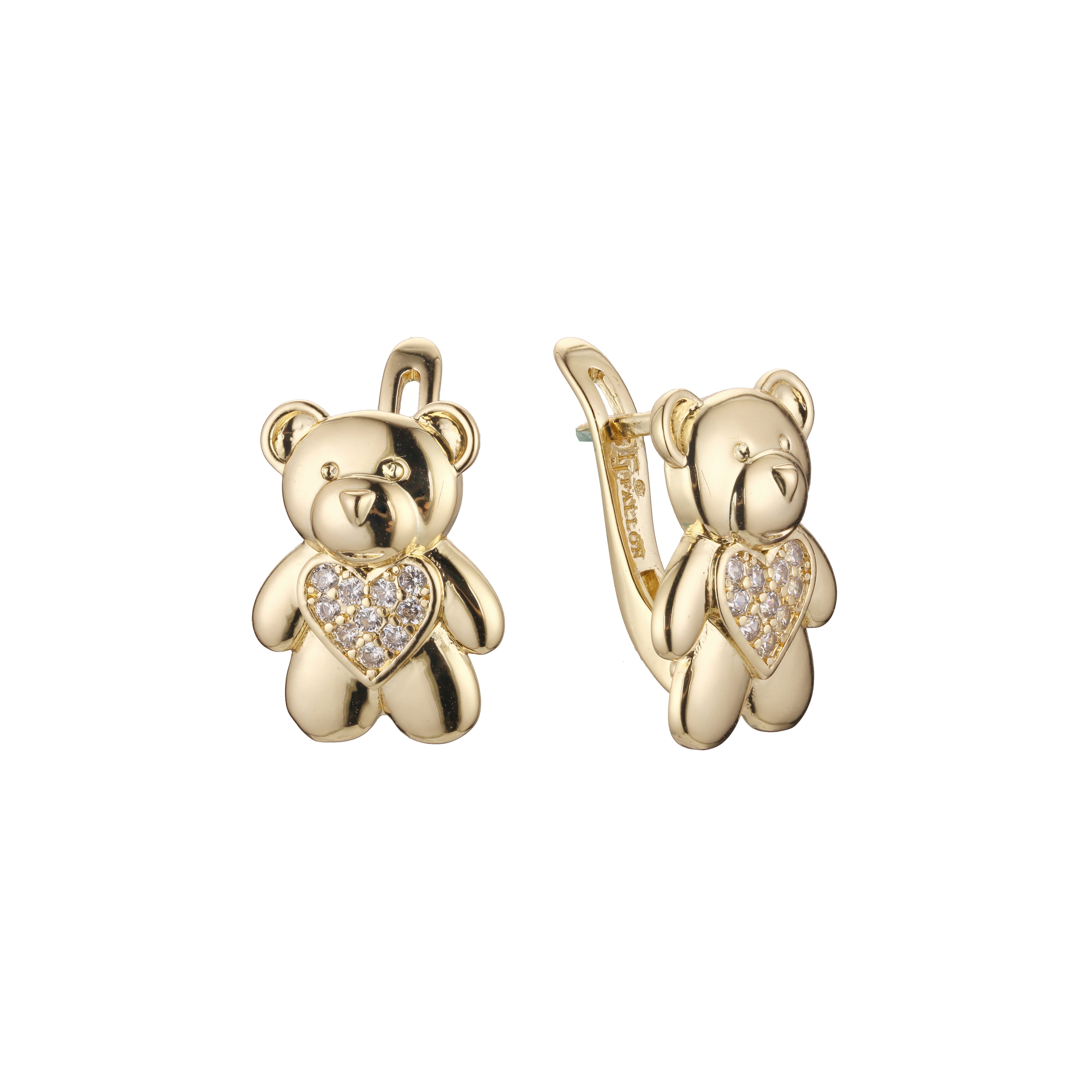 B?renkinder-Ohrringe aus 14-kar?tigem Gold, Ros¨¦gold und zweifarbiger Beschichtung