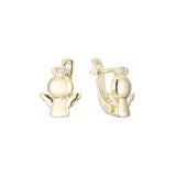 Aretes bebé ángel niño en Oro 14K, Oro Rosa, baño en dos colores