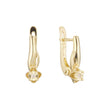 玫瑰金单颗白色 CZ 花形耳环，双色，14K 金