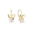 Brincos infantis de gancho de arame solitário borboleta em ouro 14K, cores folheadas a ouro rosa