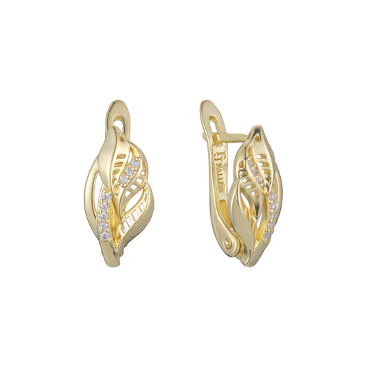Leaves earrings in 14K Gold, Rose Gold, two tone plating colors