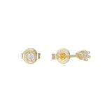 Solitaire 6 claws white cz 14K Gold Stud Earrings