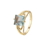 .Solitario grandes piedras de colores talla esmeralda Oro 14K, Anillos Oro 18K