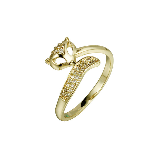 14K ゴールド ヒョウ ヘッド リング