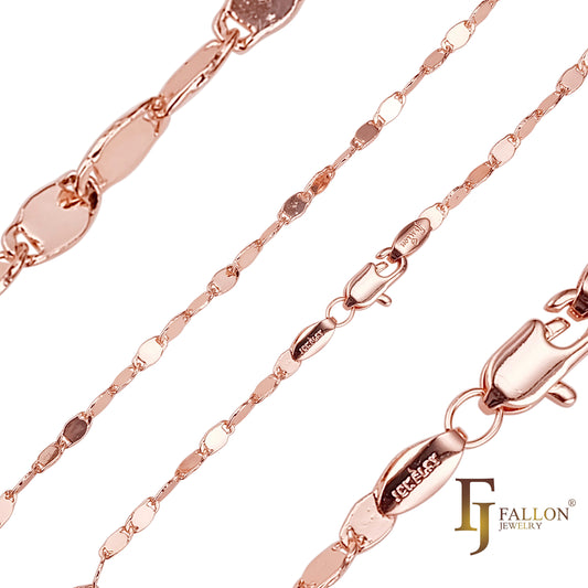 Cadenas delgadas pulidas con eslabones de caracol enchapadas en Oro 14K, oro rosa