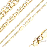 ビスマルク織りアンカー ダブルリンク チェーン、14K ゴールド、18K ゴールド、ツートンメッキ
