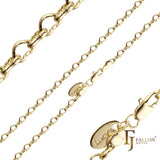 Heart fancy cable link chains plated in 14K Gold, Rose Gold