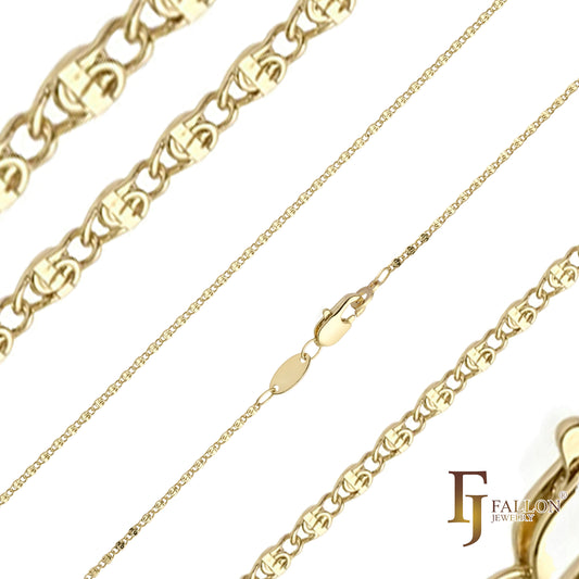 14K ゴールド、ローズゴールドメッキの極薄カタツムリ バインド リンク チェーン [スペシャル]