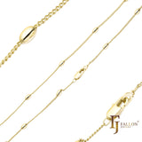 ビーズ ラウンド カーブ ケーブル リンク チェーン、14K ゴールド、ローズゴールド、ツートーンメッキ