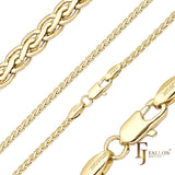 Cadenas brillantes de trigo Spiga chapadas en oro blanco, oro de 14 quilates, oro rosa, dos tonos